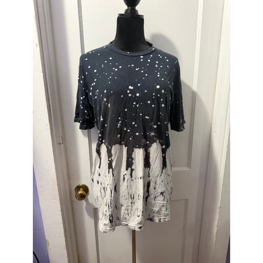 Teen Hearts Black White Bleached Splatter Short Sleeve Top XL 100% Cotton Tee